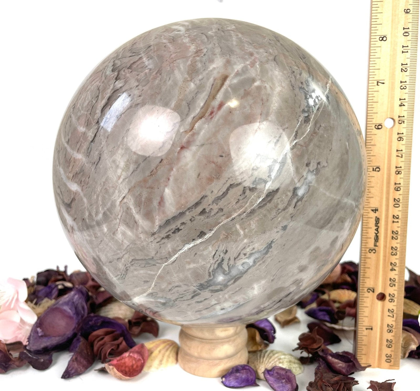 Grey Brecciate Jasper Sphere Crystal Ball Huge Sphere XXXL size, 9.5 Kilogram, 21 LB/ 190 mm, 7.5 Inches Grey Brecciate crystal sphere - Healing Crystal for Energy, Meditation, and Balance