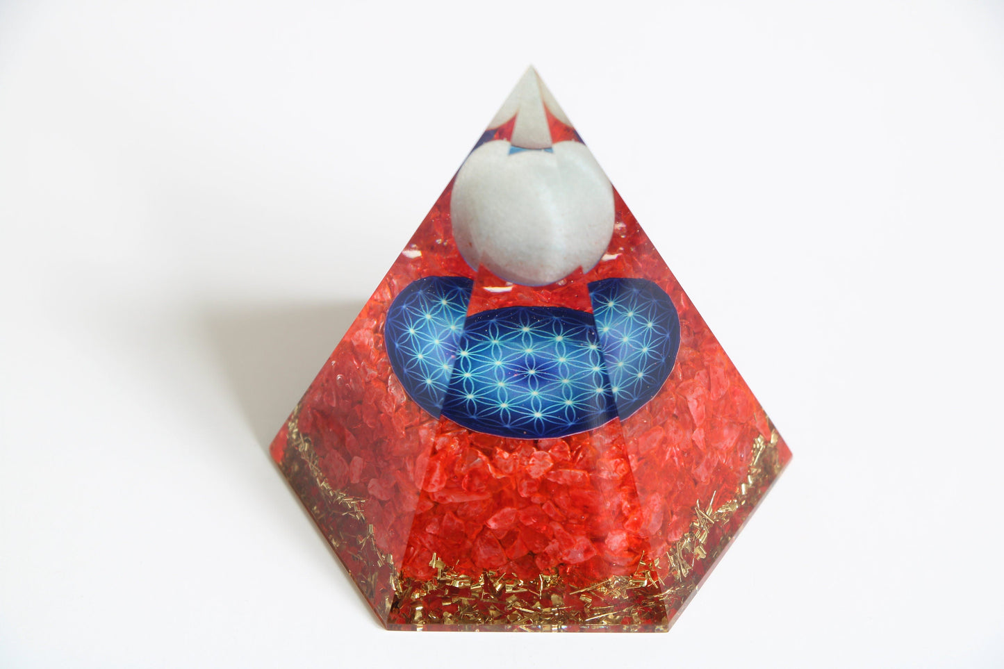 Flower of Life Peridot Orgone Pyramid-Aventurine Meditation Pyramid-GIFT | Healing Crystal - Healing Crystal for Energy, Meditation, and Balance