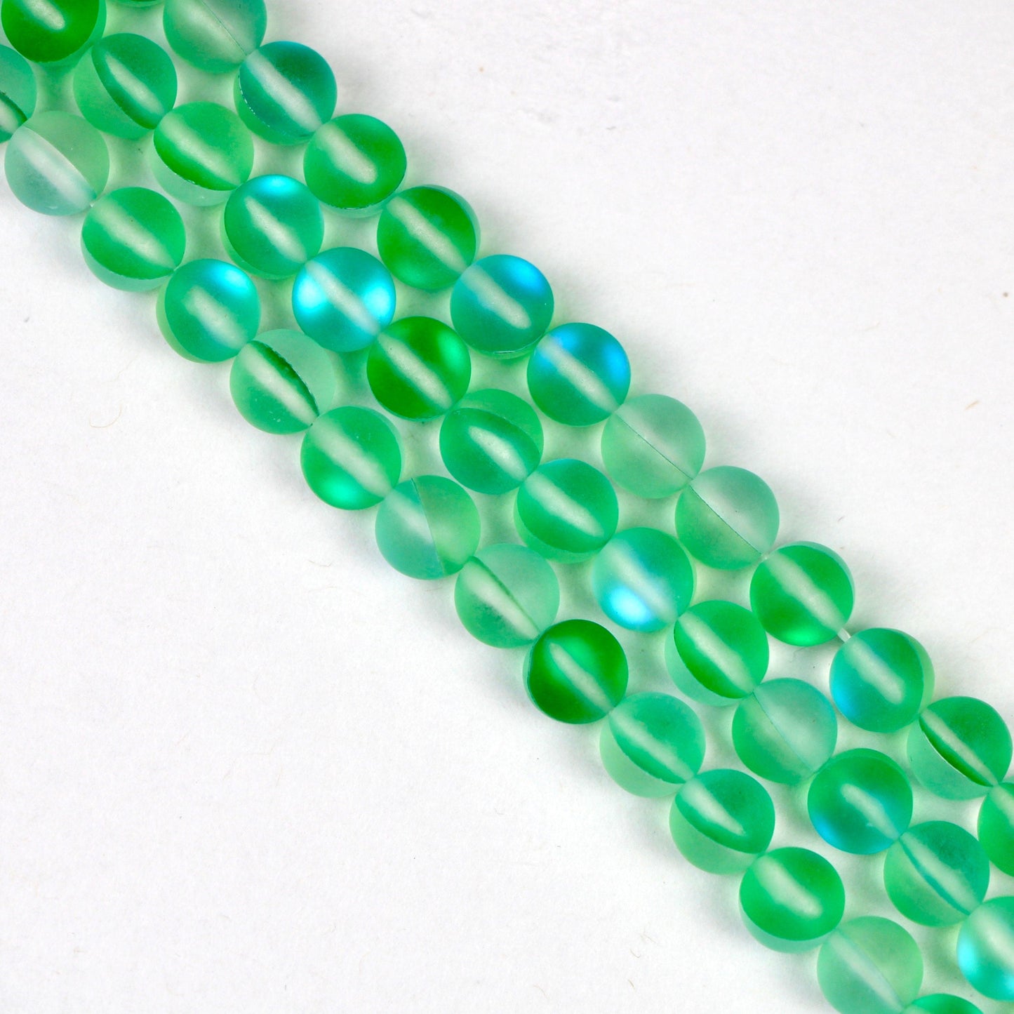 Wholesale 5 strands of Green Aura Quartz Gemstone Beads, Matte Green Mystic Aura Quartz, round 8 mm beads 15 inches strand | Healing Crystal - Healing Crystal for Energy, Meditation, and Balance