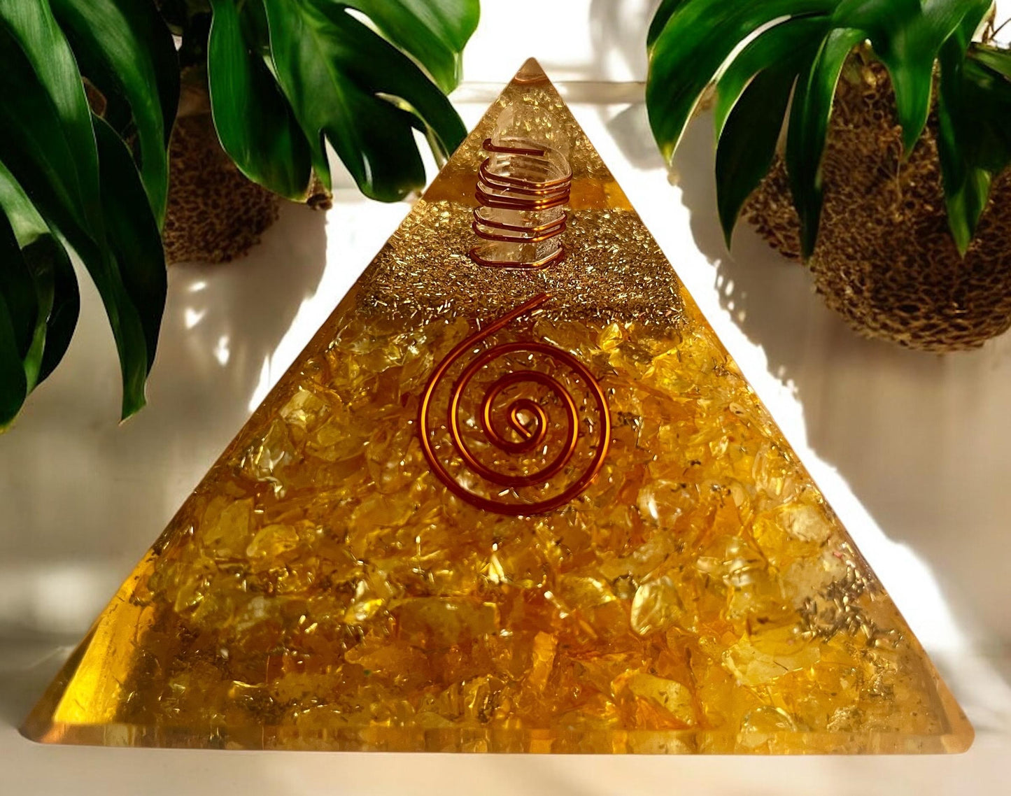 Citrine Orgone Pyramid (70-75mm) – Manifest Abundance and Positive Energy Orgone Pyramids 70-75 mm | Healing Crystal - Healing Crystal for Energy, Meditation, and Balance