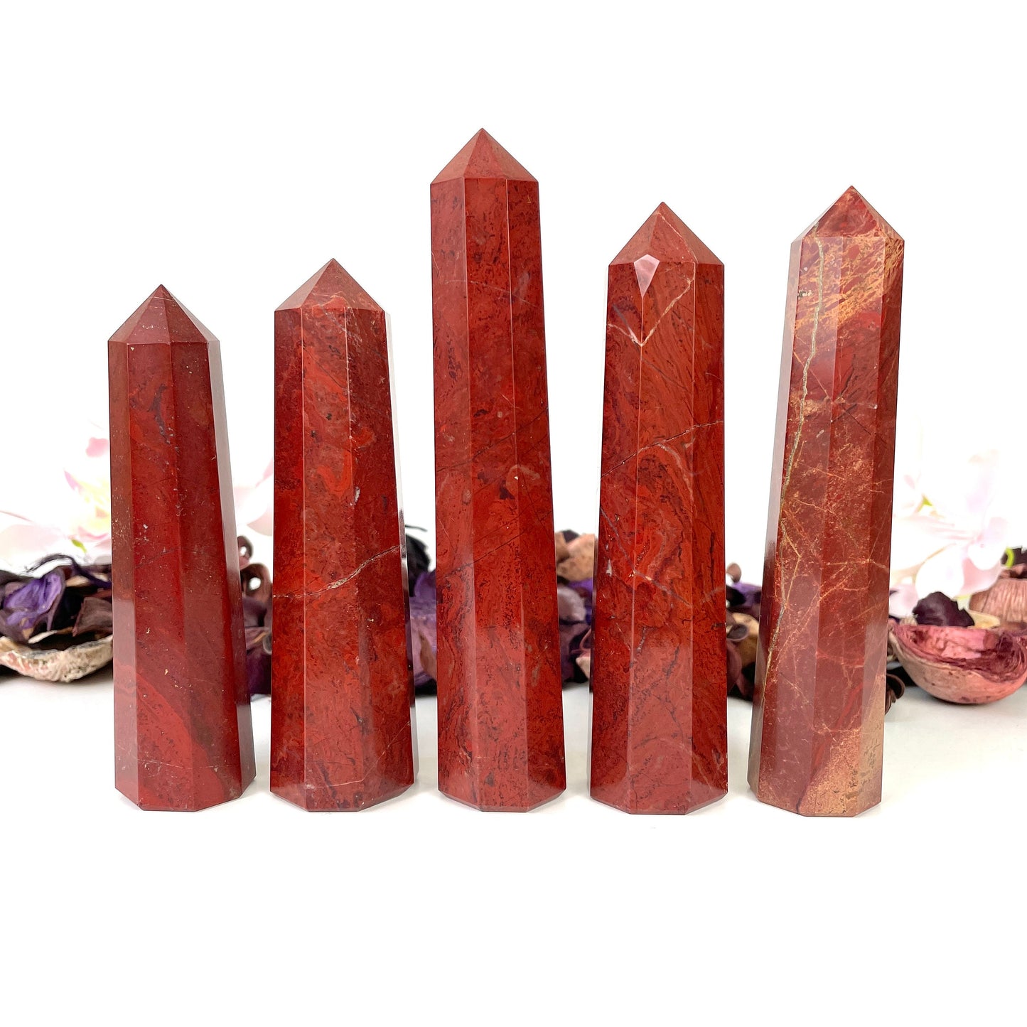 Red Jasper Crystal Tower Healing Crystal Wand Towers Obelisk High Quality Tower Healing Crystals Wand, Large Size 8 faceted Pencil Tower - Healing Crystal for Energy, Meditation, and Balance