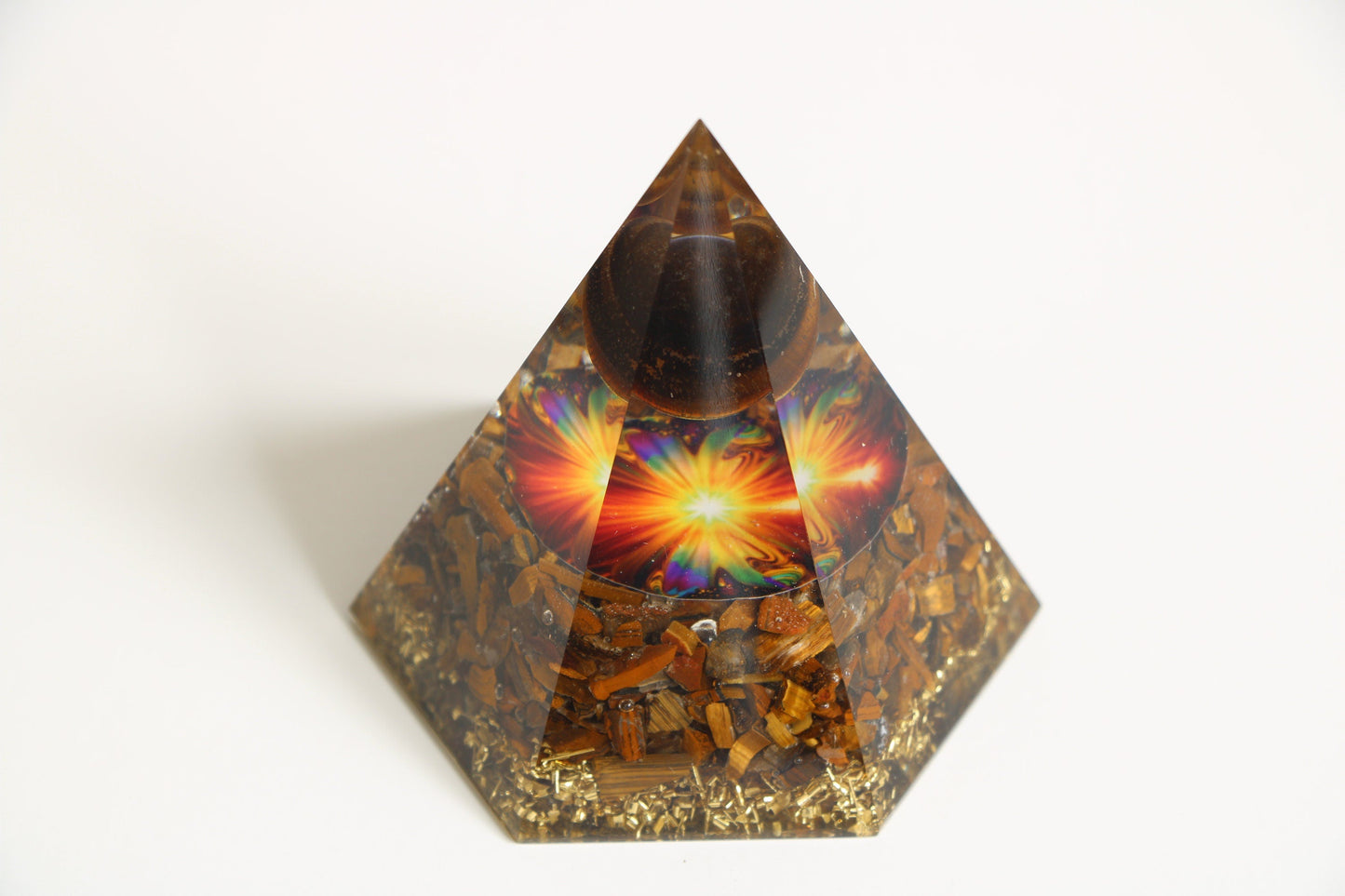 Tigers Eye Orgone Pyramid, Hexagon Orgonite Pyramid | Healing Crystal - Healing Crystal for Energy, Meditation, and Balance
