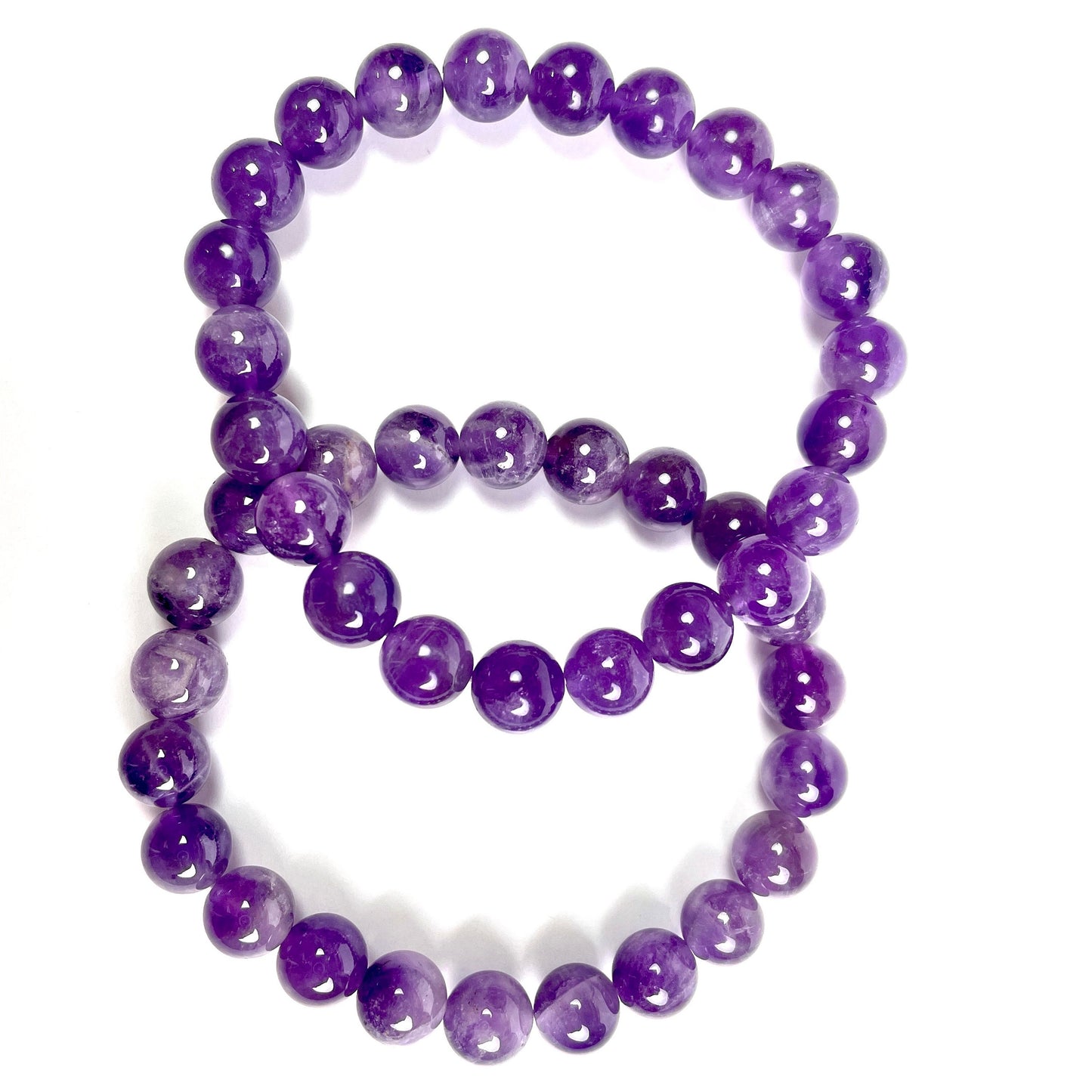 Wholesale 5 Pieces Amethyst Gemstone Bracelets, Amethyst Crystal Bracelets,8 mm Beads Bracelets - Healing Crystal for Energy, Meditation, and Balance