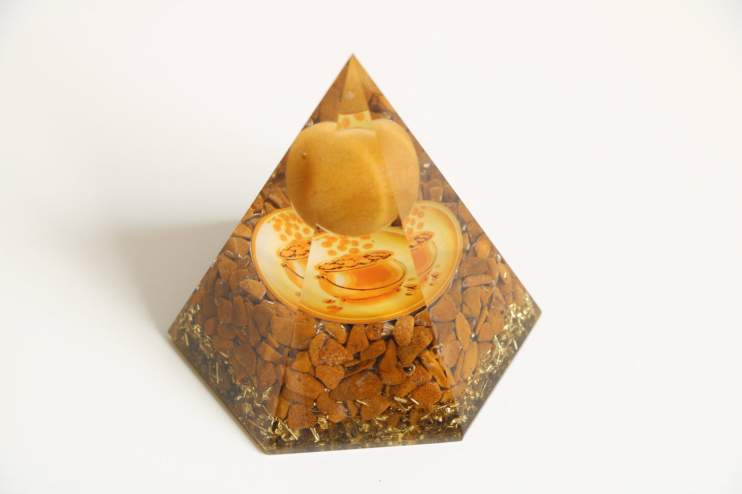 Yellow Jasper Orgone Pyramid, Hexagon Orgonite Pyramid | Healing Crystal - Healing Crystal for Energy, Meditation, and Balance