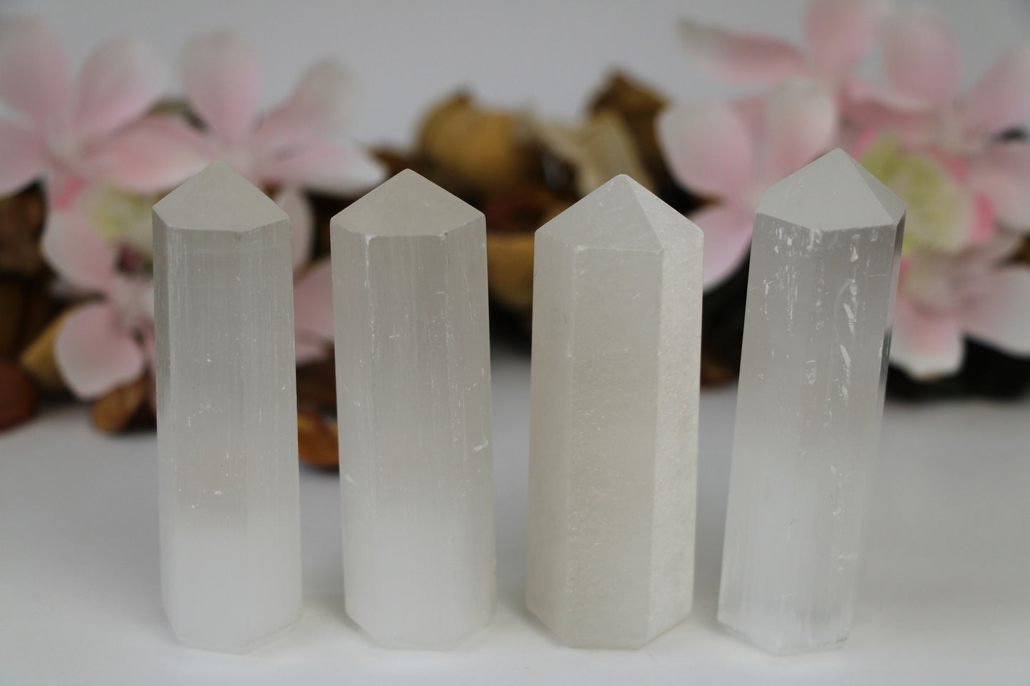 Selenite Tower Point crystal Stick Nice Quality 3-3.5 Inches Polished Six Faceted Natural Healing Obelisk - Healing Crystal for Energy, Meditation, and Balance