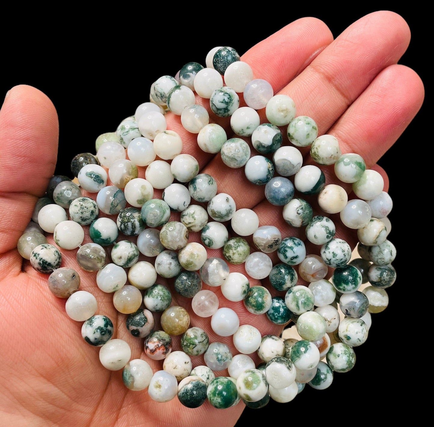 Tree Agate Beads, Beads Strands 15 inches , bead Size 8 mm, High Quality Tree Agate Gemstone Beads | Healing Crystal - Healing Crystal for Energy, Meditation, and Balance