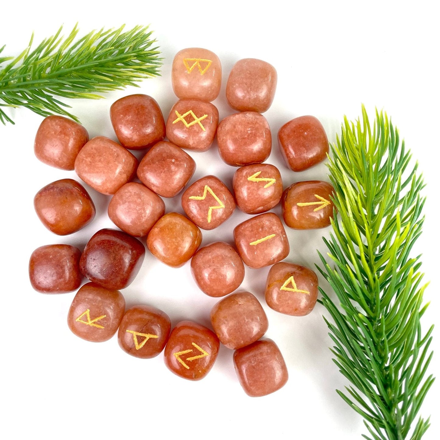 Red Aventurine Rune Sets | Healing Crystal - Healing Crystal for Energy, Meditation, and Balance