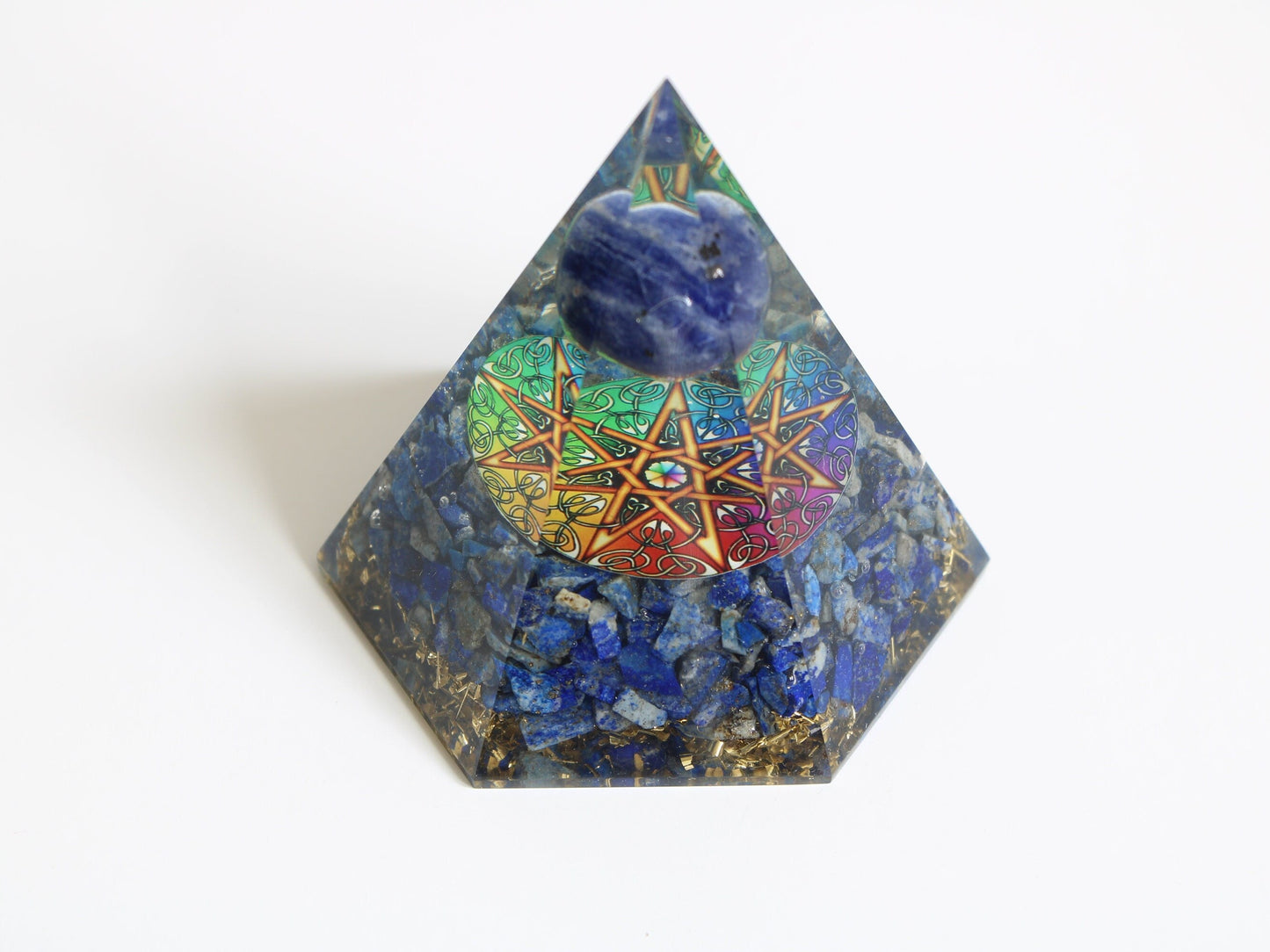 Lapis Lazuli Orgone Pyramid, Hexagon Orgonite Pyramid | Healing Crystal - Healing Crystal for Energy, Meditation, and Balance