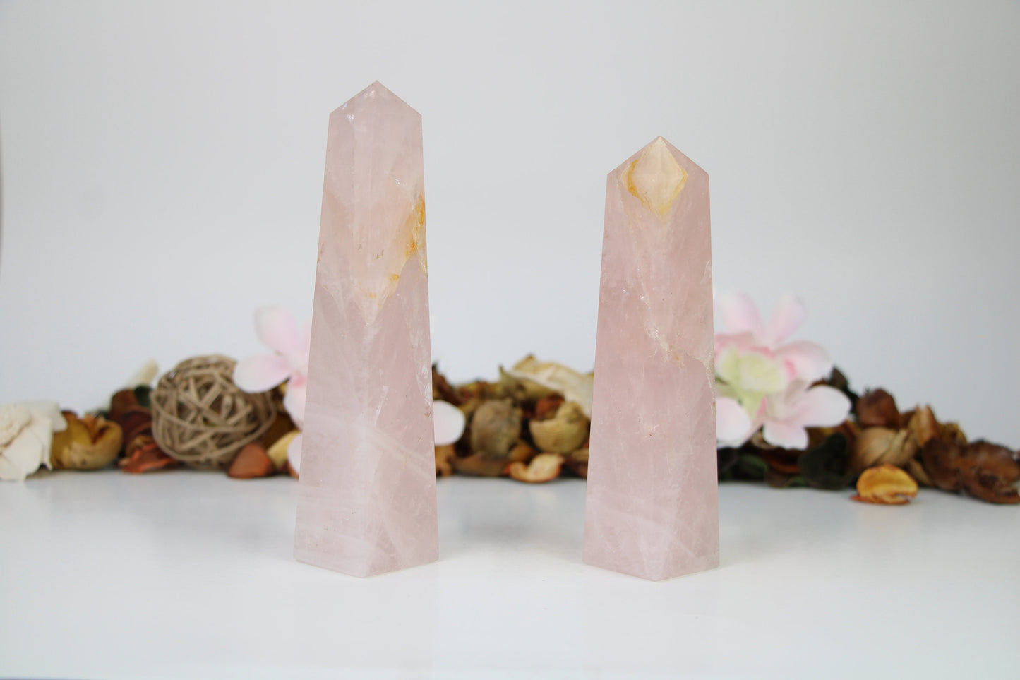 Large Rose Quartz Crystal Tower Four polished sided rose quartz tower healing crystal wand - Healing Crystal for Energy, Meditation, and Balance