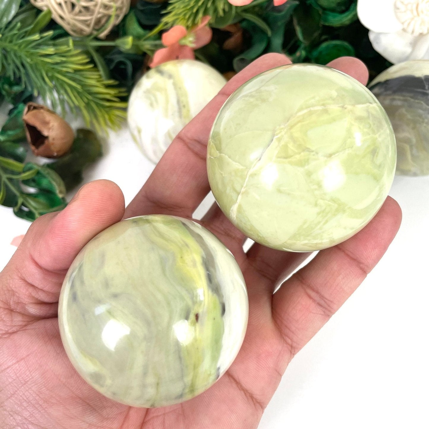 Serpentine Crystal Sphere, Serpentine Crystal Ball – Grounding & Healing Crystal | Natural Energy Stone - Healing Crystal for Energy, Meditation, and Balance