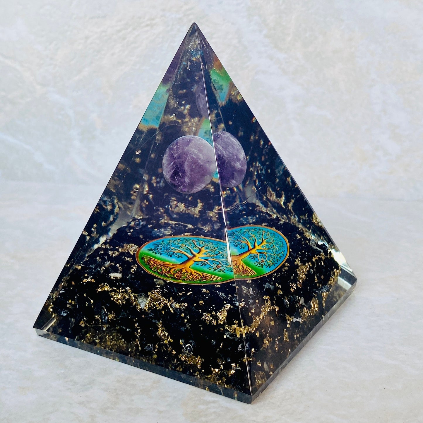 Orgone Pyramid-Natural Black Obsidian Stone Orgonite Pyramid-Chakra Orgonite Gift – Grounding & Healing Crystal | Natural Energy Stone - Healing Crystal for Energy, Meditation, and Balance