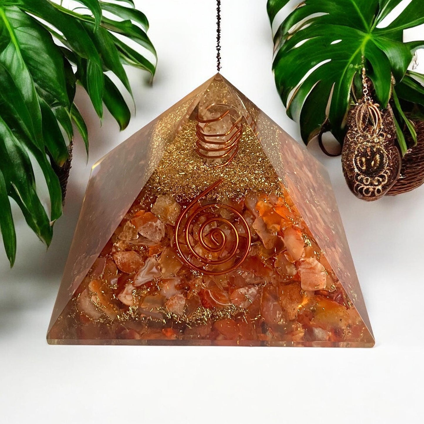 Carnelian Orgone Pyramid (70-75mm) – Vitality, Creativity, and Motivation Orgone Pyramids 70-75 mm | Healing Crystal - Healing Crystal for Energy, Meditation, and Balance