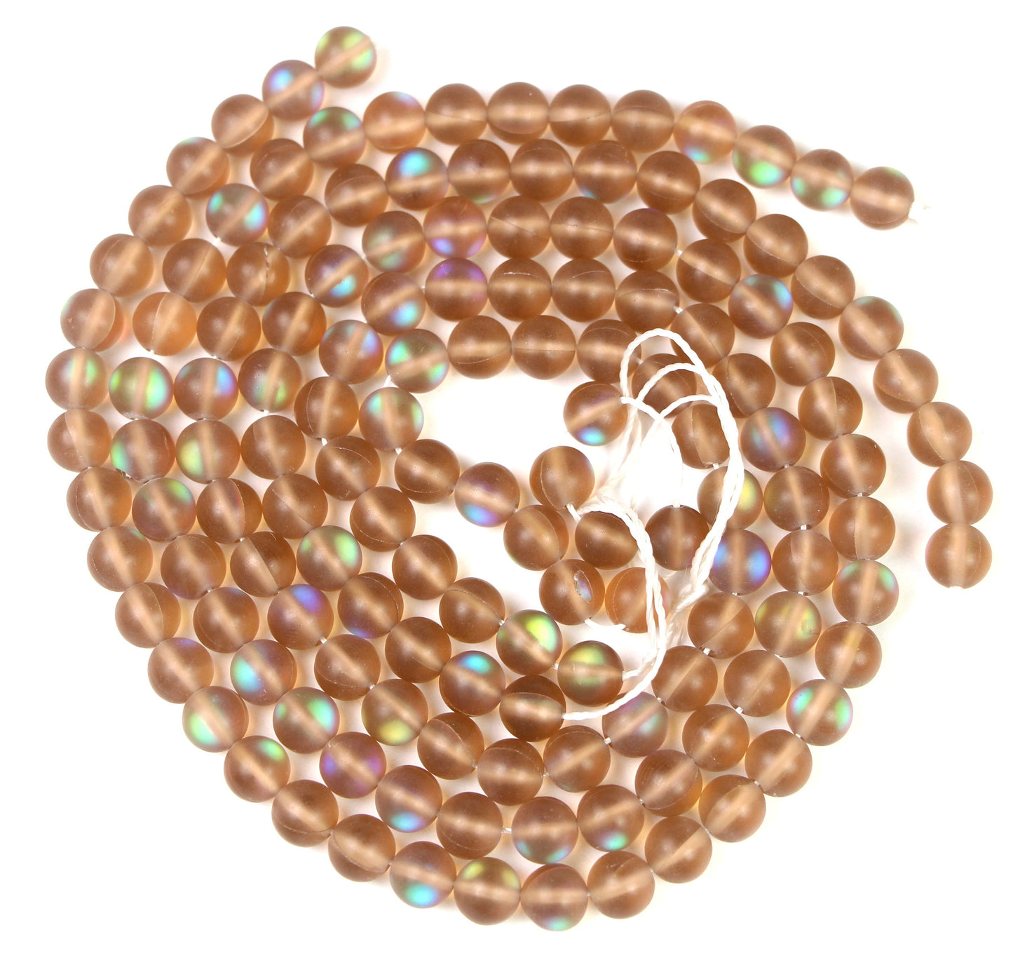 Wholesale 5 strands of Brown Rainbow Aura Quartz Gemstone Beads, Matte Brown Mystic Aura Quartz, round 8 mm beads 15 inches strand | Healing Crystal - Healing Crystal for Energy, Meditation, and Balance