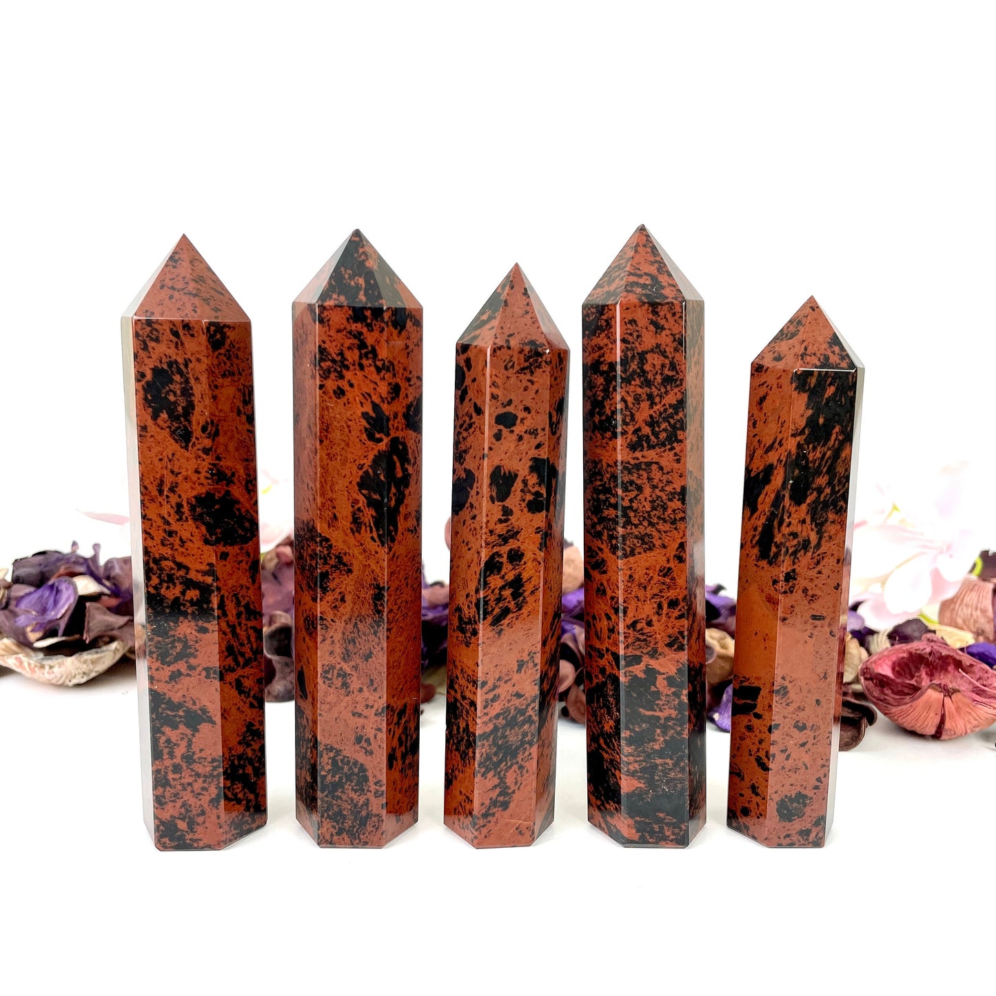Mahogany Obsidian Crystal Tower Agate Obsidian Obelisk Polished Mahogany Obsidian 4.5 inch size - Healing Crystal for Energy, Meditation, and Balance