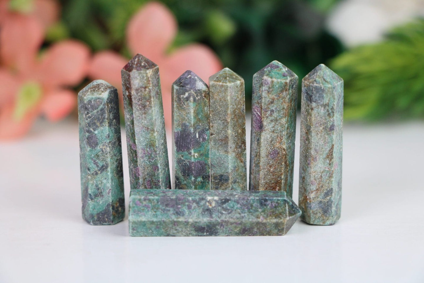 Ruby Zoisite Crystal Tower Point, Ruby Zoisite Healing crystal tower, Ruby Zoisite terminated crystal points - Healing Crystal for Energy, Meditation, and Balance