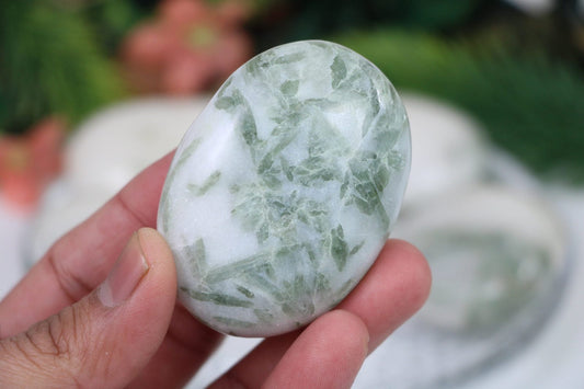 Green Tourmaline Palm Stone - Healing Crystal for Energy, Meditation, and Balance