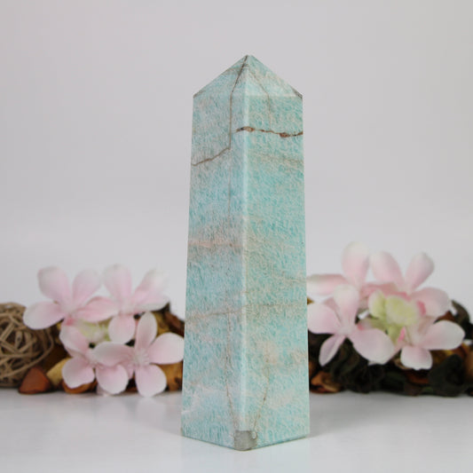 Large Amazonite Crystal Towers Size 7.5 Inches Obelisk Healing Crystal Wand, 4 faceted 790 g/ 28 Oz Pyramid Tower - Healing Crystal for Energy, Meditation, and Balance