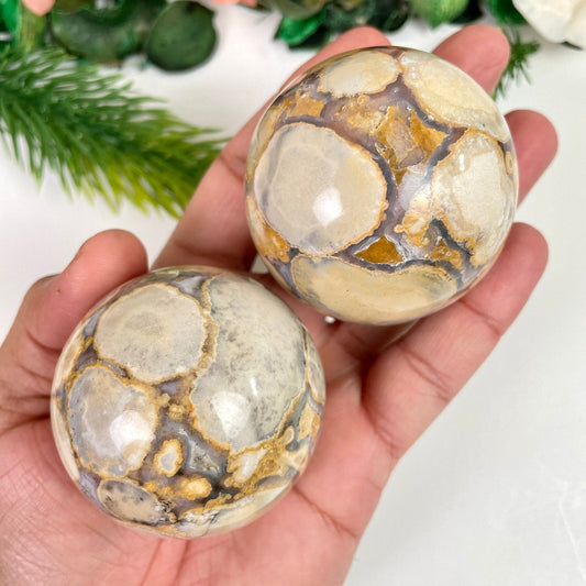 Cobra Jasper Crystal Sphere, Yellow Cobra Jasper Crystal Ball – Grounding & Healing Crystal | Natural Energy Stone - Healing Crystal for Energy, Meditation, and Balance