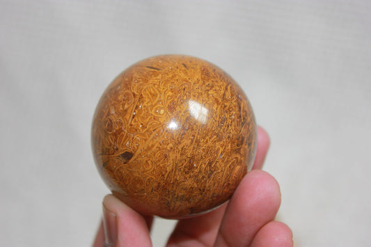 Miriam Stone Sphere with wooden stand, Calligraphy Stone Ball, Large Size 58mm, 2.2"| 10 Oz | 270 g | Healing Crystal - Healing Crystal for Energy, Meditation, and Balance