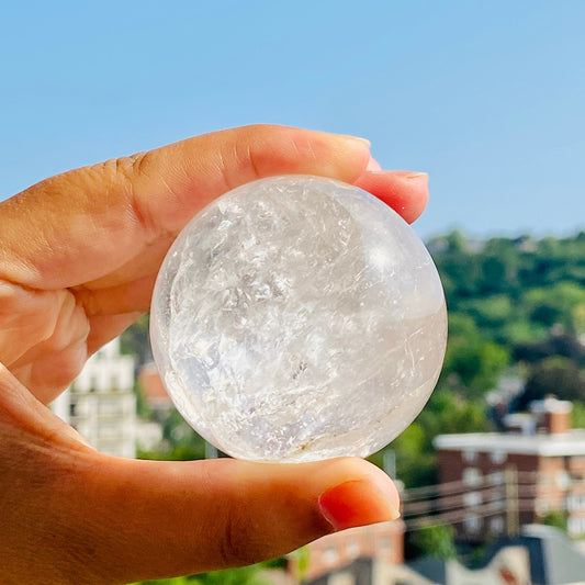 Crystal Clear Quartz Spheres Agate Balls Crystal House warming Gift Home décor Ball Hand Made 50-55mm - Healing Crystal for Energy, Meditation, and Balance