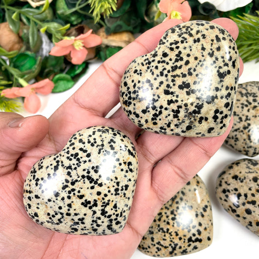 Dalmatian Jasper Crystal Heart, Dalmatian Jasper Gemstone Hearts, Dalmatian Jasper Heart Shaped Healing Stones, Home decor crystal - Healing Crystal for Energy, Meditation, and Balance