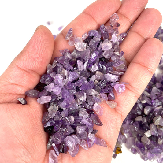 Amethyst Crystal Chips, Amethyst Mini Tumbled Stone, Polished Tumbled Crystal Chips, Gemstone Chips- 1 OZ Bag - Healing Crystal for Energy, Meditation, and Balance
