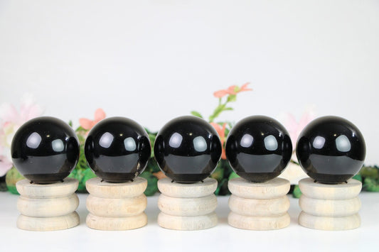 Black Obsidian Crystal Sphere, Obsidian Crystal Ball – Grounding & Healing Crystal | Natural Energy Stone - Healing Crystal for Energy, Meditation, and Balance