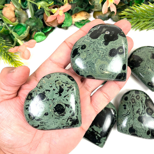 Kambaba Jasper Crystal Heart, Kambaba Jasper Gemstone Hearts, Kambaba Jasper Heart Shaped Healing Stones, Home decor crystal - Healing Crystal for Energy, Meditation, and Balance