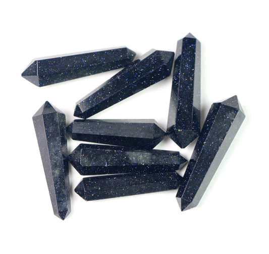 Blue Goldstone Crystal Tower Double terminated Point, Blue Goldstone Double points crystal, Healing crystal tower, terminated crystal points - Healing Crystal for Energy, Meditation, and Balance