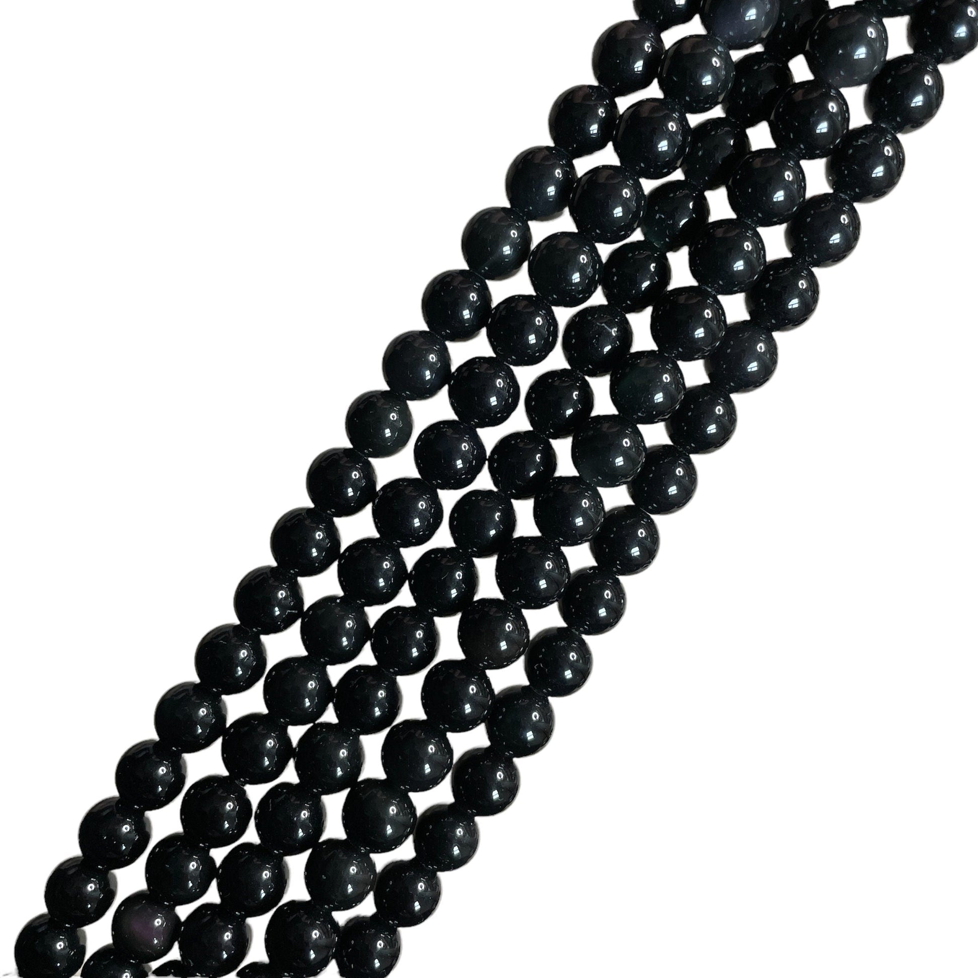 Silver Obsidian Beads, Beads Strands 15 inches , bead Size 8 mm, High Quality Silver Obsidian Gemstone Beads – Grounding & Healing Crystal | Natural Energy Stone - Healing Crystal for Energy, Meditation, and Balance