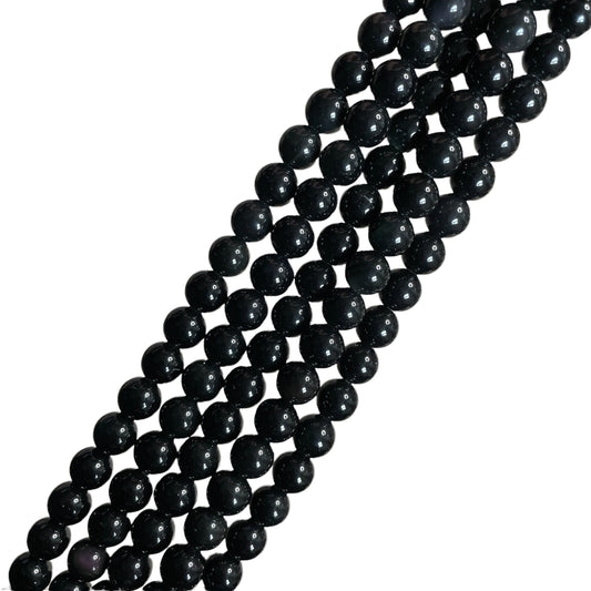 Silver Obsidian Beads, Beads Strands 15 inches , bead Size 8 mm, High Quality Silver Obsidian Gemstone Beads – Grounding & Healing Crystal | Natural Energy Stone - Healing Crystal for Energy, Meditation, and Balance