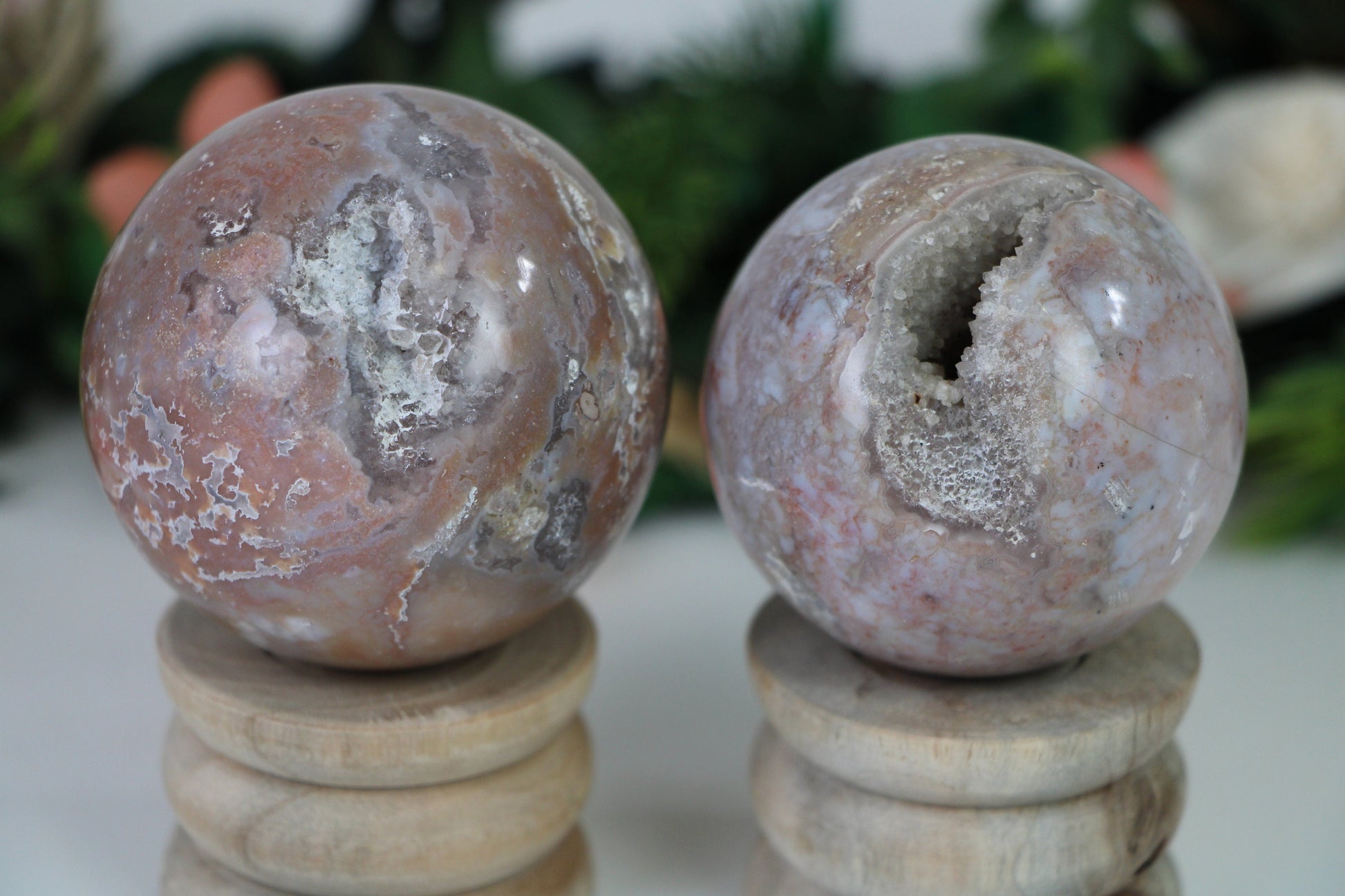 Pink Amethyst Druzy Crystal Sphere, geode Crystal Ball, Flower Agate Crystal Sphere - Healing Crystal for Energy, Meditation, and Balance