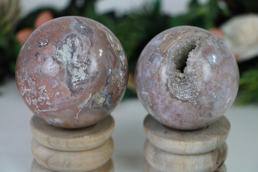 Pink Amethyst Druzy Crystal Sphere, geode Crystal Ball, Flower Agate Crystal Sphere - Healing Crystal for Energy, Meditation, and Balance