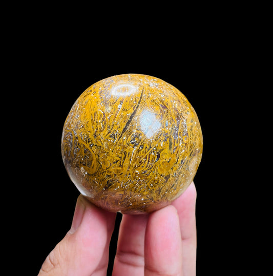 Miriam Stone Crystal Sphere , Calligraphy Stone Ball, Large Size 55-56mm, 2.2"| 8 Oz | 230 g - Healing Crystal for Energy, Meditation, and Balance