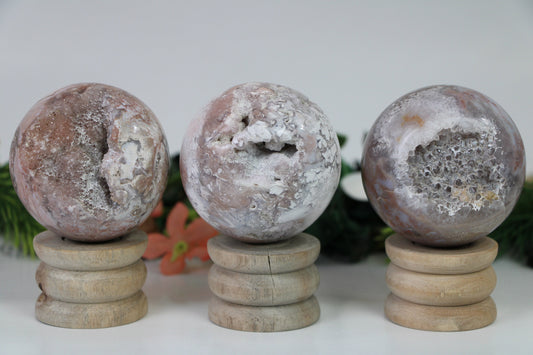 Pink Amethyst Druzy Crystal Sphere, Pink Amethyst Geode Crystal Ball, Flower Agate Crystal Sphere - Healing Crystal for Energy, Meditation, and Balance
