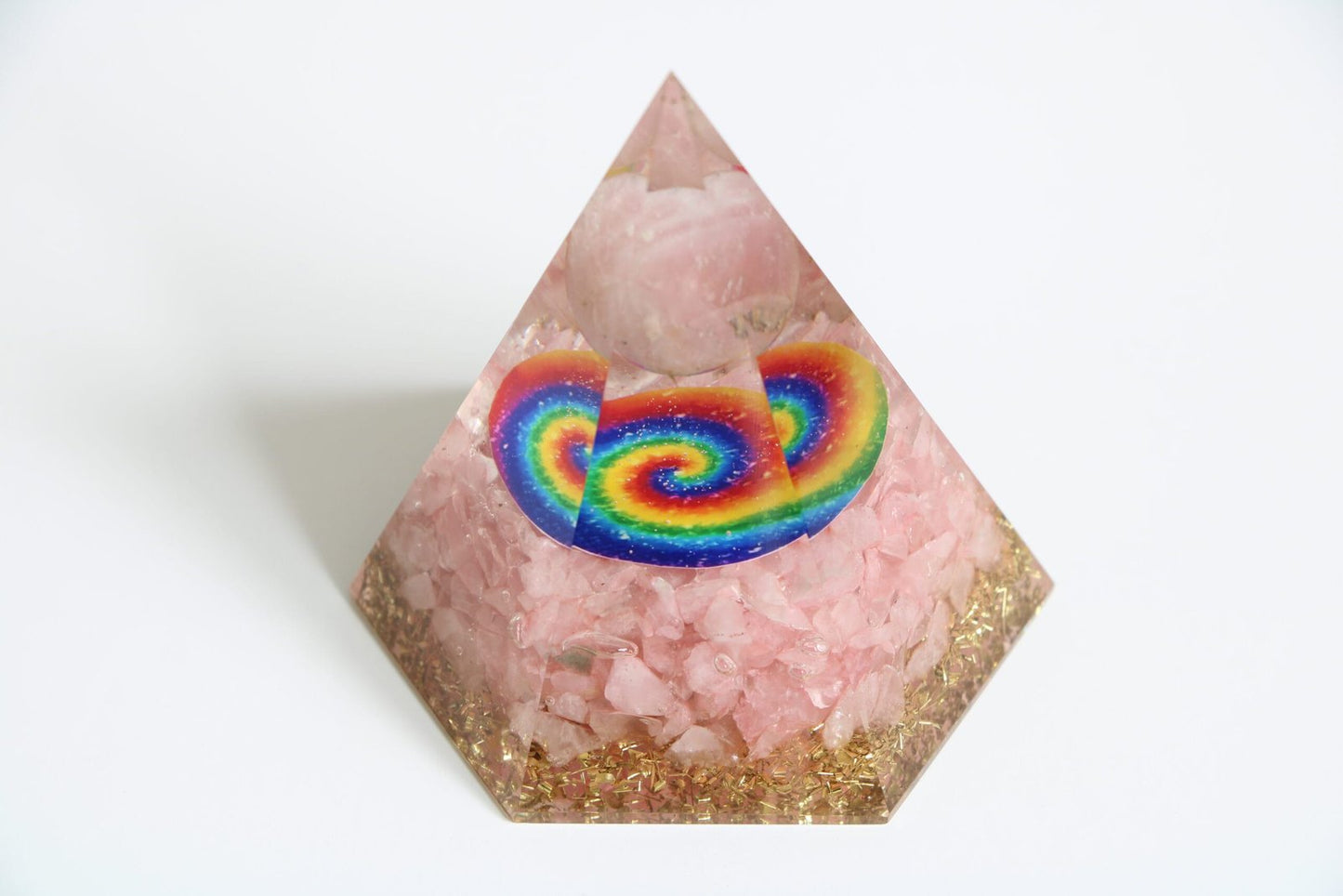 Rose Quartz Orgone Pyramid, Hexagon Orgonite Pyramid - Healing Crystal for Energy, Meditation, and Balance