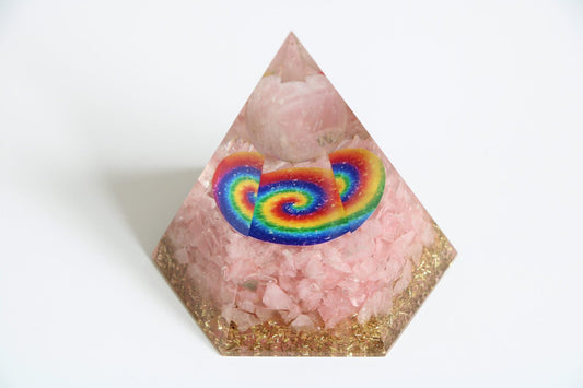 Rose Quartz Orgone Pyramid, Hexagon Orgonite Pyramid - Healing Crystal for Energy, Meditation, and Balance