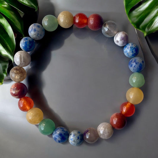 Seven Chakra Bracelet – Balance, Healing, and Energy Alignment in One Stunning Accessory, 8 mm Beads Bracelets | Healing Crystal - Healing Crystal for Energy, Meditation, and Balance