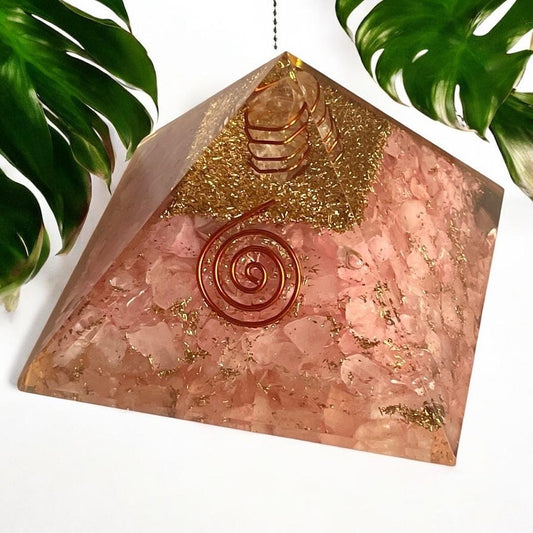 Rose Quartz Orgone Pyramid (70-75mm) – Embrace Love and Positive Energy Orgone Pyramids 70-75 mm - Healing Crystal for Energy, Meditation, and Balance