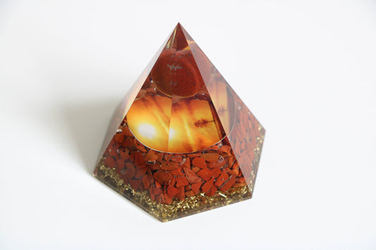 Orgone Pyramid-Natural Red Jasper Stone Orgonite Pyramid-Chakra Orgonite Gift | Healing Crystal - Healing Crystal for Energy, Meditation, and Balance