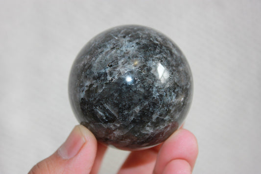 Larvikite Sphere with wooden stand, Larvikite Ball, Large Size 58mm, 2.3"| 10 Oz | 271 g | Healing Crystal - Healing Crystal for Energy, Meditation, and Balance