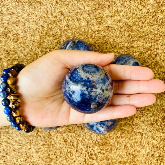 Sodalite Ball Spheres Agate Calmness  Balls Crystal House warming Gift Home décor Hand Made 55-60mm - Healing Crystal for Energy, Meditation, and Balance
