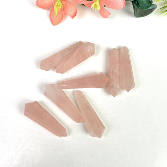 Rose Quartz Crystal Tower Double terminated Point - Healing Crystal for Energy, Meditation, and Balance