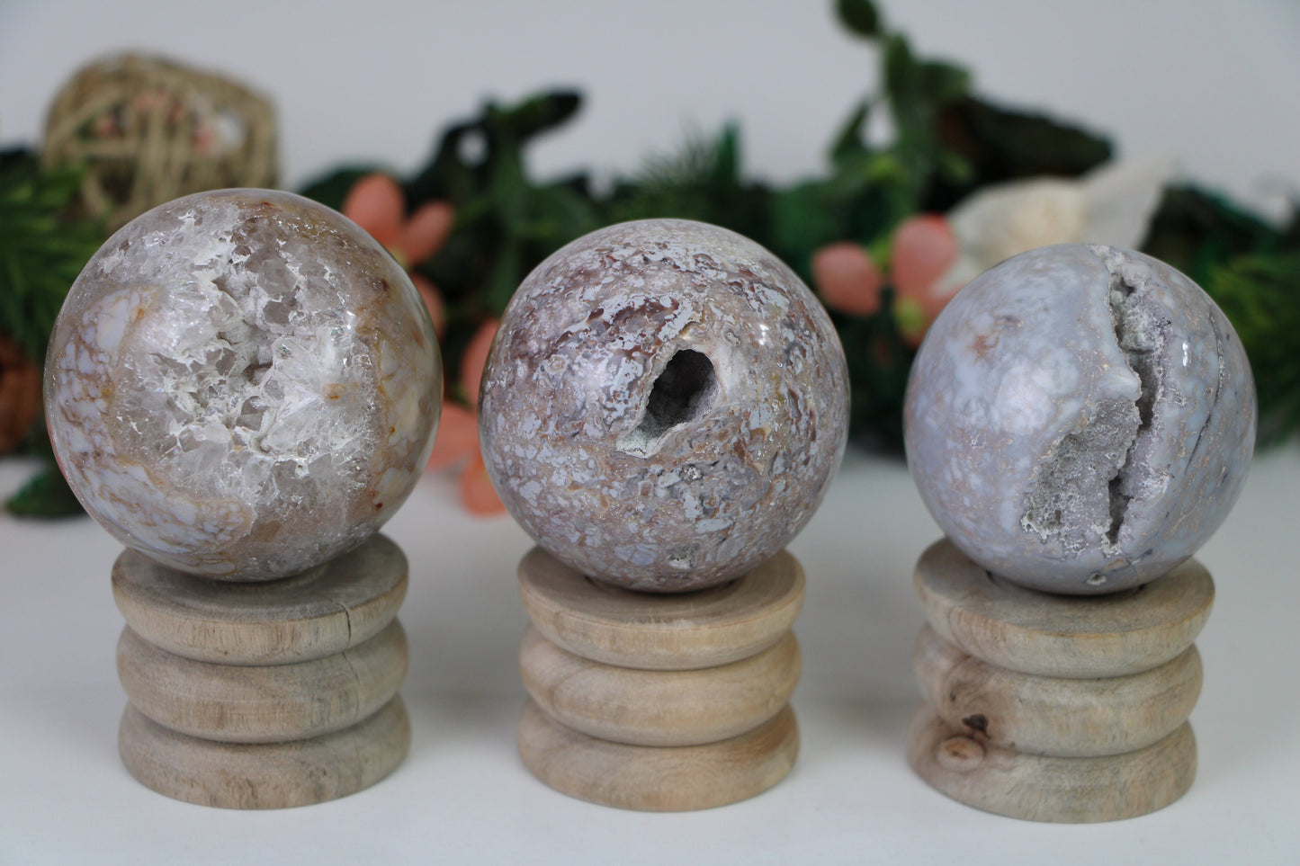 Pink Amethyst Druzy Crystal Sphere, Flower Agate Geode Druzy Crystal Ball, Flower Agate Crystal Sphere - Healing Crystal for Energy, Meditation, and Balance