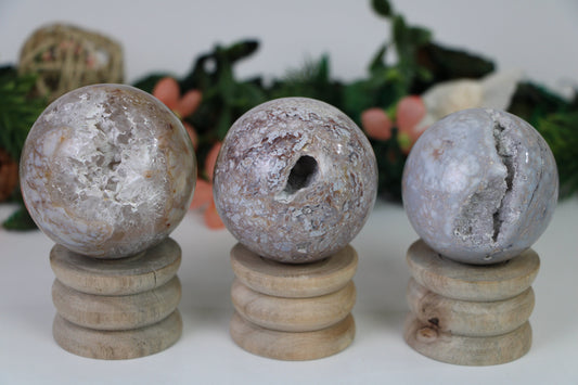 Pink Amethyst Druzy Crystal Sphere, Flower Agate Geode Druzy Crystal Ball, Flower Agate Crystal Sphere - Healing Crystal for Energy, Meditation, and Balance