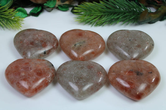 Sunstone Hearts , Worry Stone, Natural Agate Pocket Stone, Healing Crystal - Healing Crystal for Energy, Meditation, and Balance