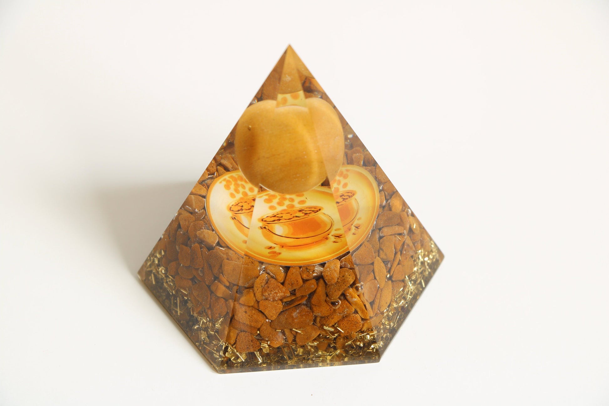 Yellow Jasper Orgone Pyramid, Hexagon Orgonite Pyramid | Healing Crystal - Healing Crystal for Energy, Meditation, and Balance