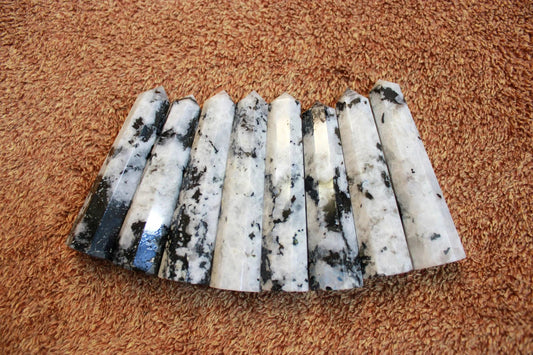 Wholesale Lot Rainbow Moonstone Tower , Moonstone Healing Crystals Wand, 3.5-4 Inches, 80-90 g Approx - Healing Crystal for Energy, Meditation, and Balance
