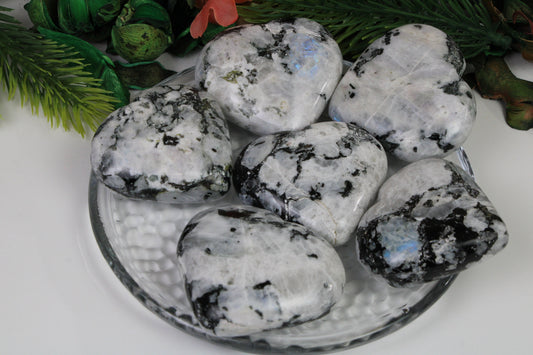 Rainbow Moonstone Crystal Heart, Rainbow Moonstone Gemstone Hearts, Heart Shaped Healing Stones, Home decor crystal - Healing Crystal for Energy, Meditation, and Balance