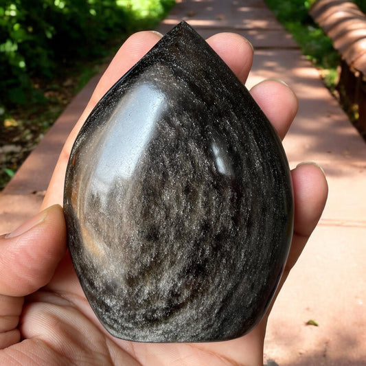 Black Obsidian Flame Freeform Crystal, Black Obsidian Crystal Free form Flame,Obsidian polished crystal decor – Grounding & Healing Crystal | Natural Energy Stone - Healing Crystal for Energy, Meditation, and Balance